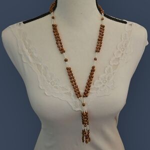 HANDMADE Navajo Double Strand Ghost Juniper Glass Beaded Prayer Tassel Necklace